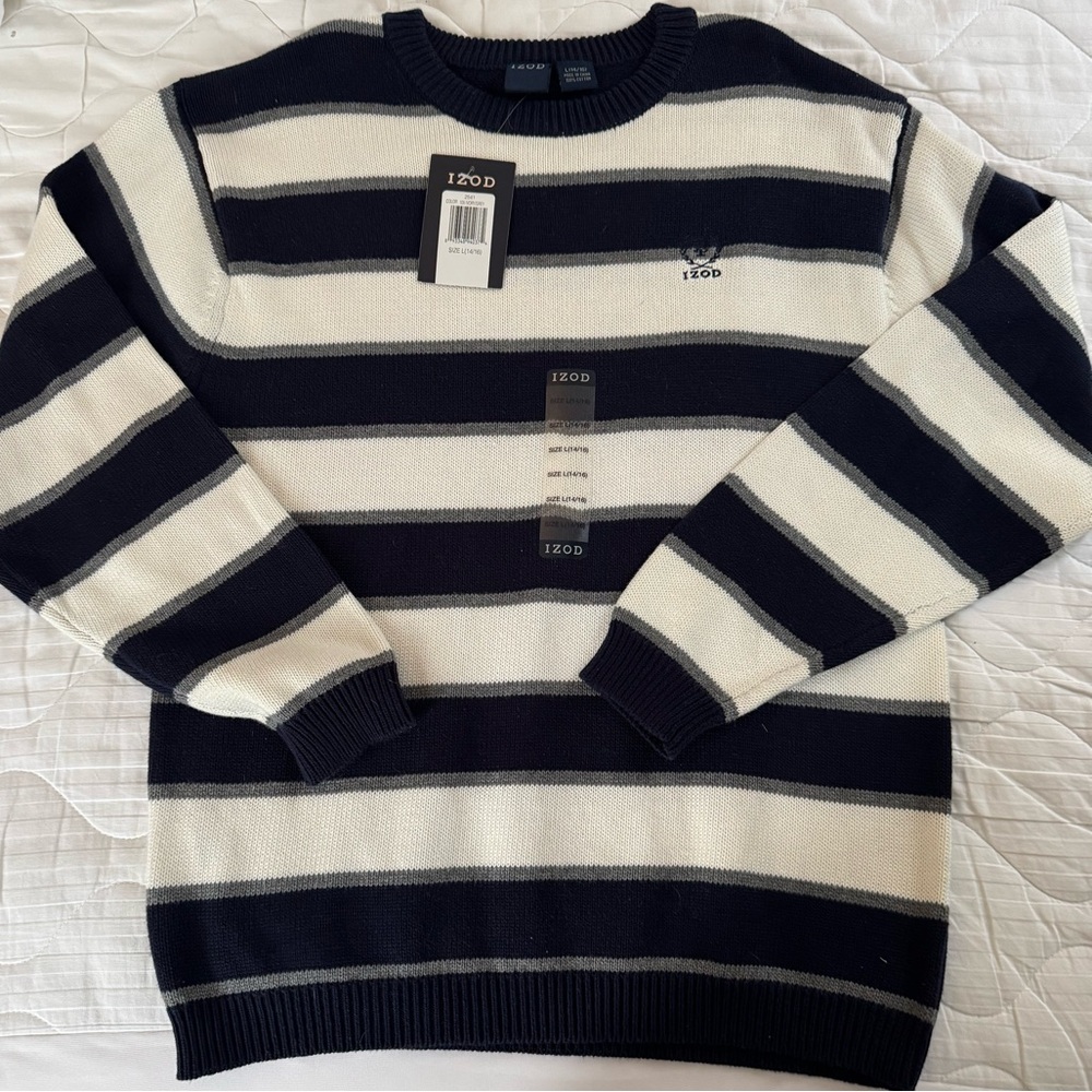 Boy Izod Cotton Sweater Size L (14-16). NWT